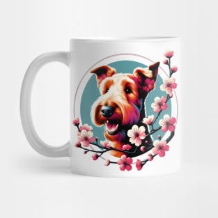 Joyful Irish Terrier Amidst Spring Cherry Blossoms Mug